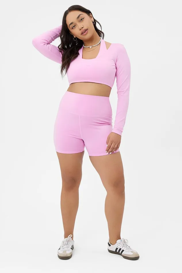 Frankies Bikinis Active Women Speedy High Waist Biker Short Baby Pink