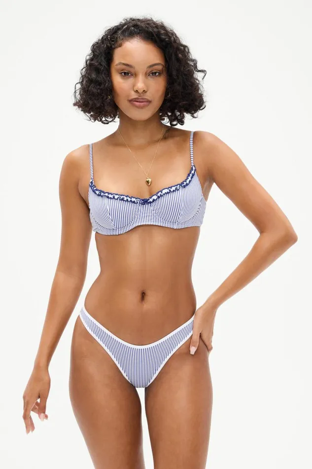 Frankies Bikinis Bikinis Women Cola Striped Underwire Bikini Top Ocean Stripe