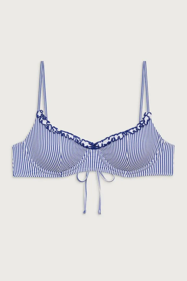 Frankies Bikinis Bikinis Women Cola Striped Underwire Bikini Top Ocean Stripe