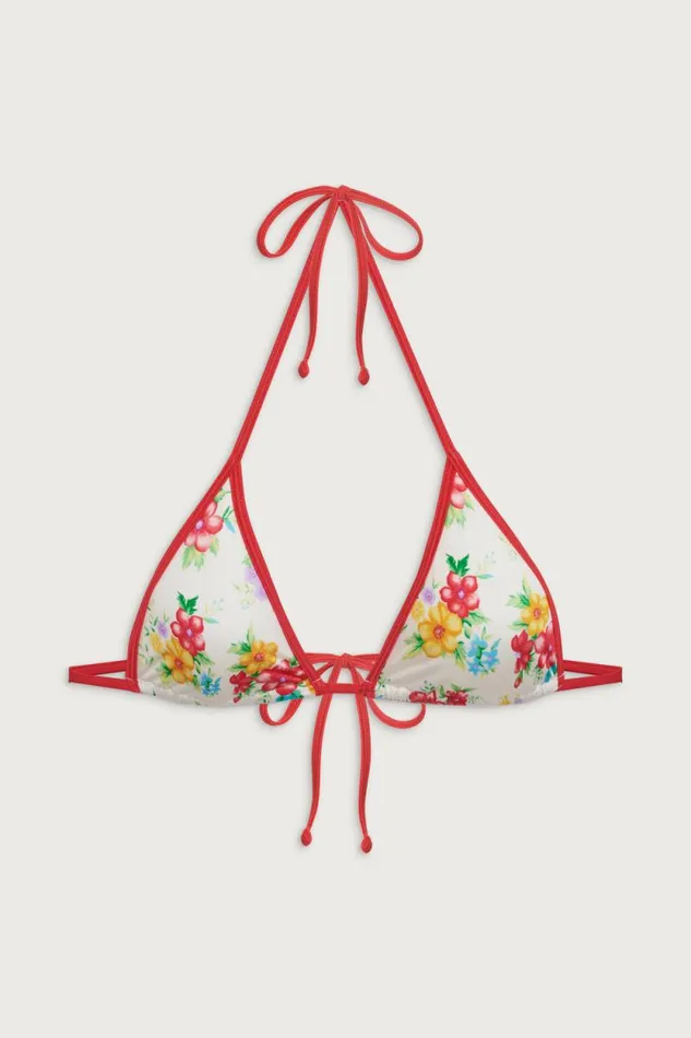 Frankies Bikinis Bikinis Women Nick Shine Triangle Bikini Top Sweet Hibiscus