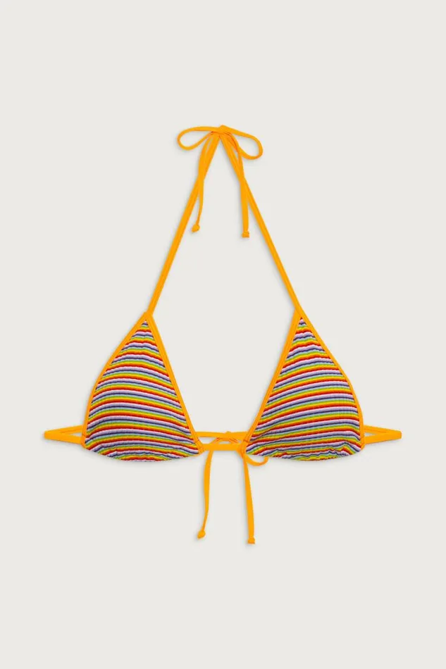 Frankies Bikinis Bikinis Women Nick Striped Triangle Bikini Top Hawaiian Sky