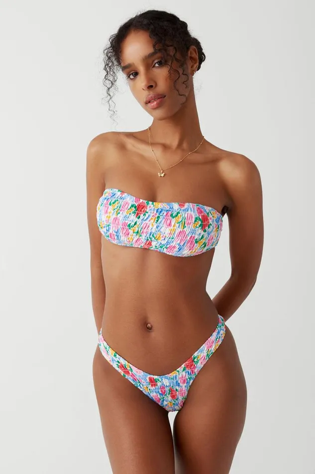Frankies Bikinis Bikinis Women Rosabella Bandeau Bikini Top Painted Petals