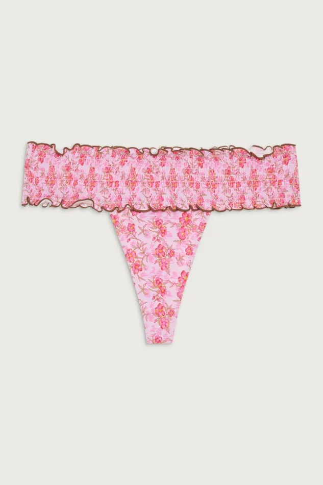 Frankies Bikinis Bikinis Women Sofie Floral Micro Bikini Bottom Watercolor Hibiscus