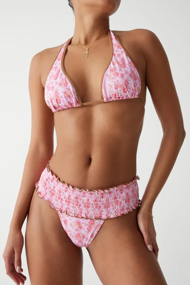 Frankies Bikinis Bikinis Women Sofie Floral Micro Bikini Bottom Watercolor Hibiscus