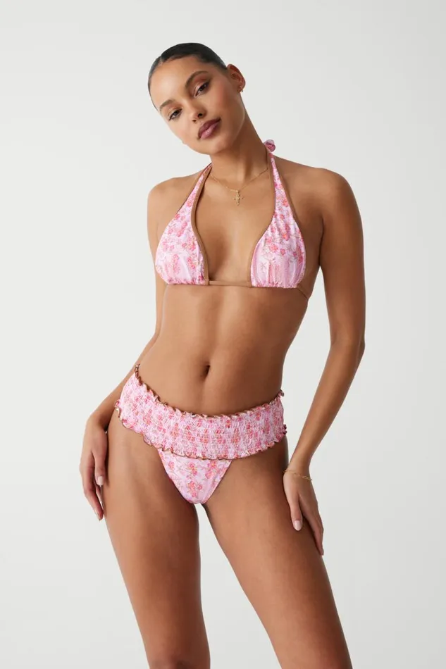 Frankies Bikinis Bikinis Women Sofie Floral Micro Bikini Bottom Watercolor Hibiscus