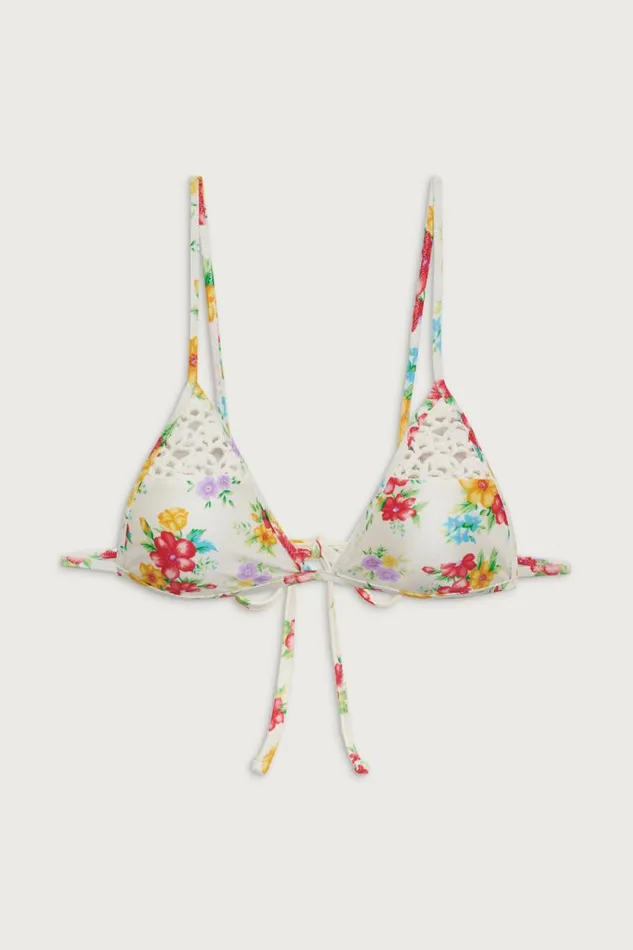 Frankies Bikinis Bikinis Women Tanner Shine Triangle Bikini Top Sweet Hibiscus