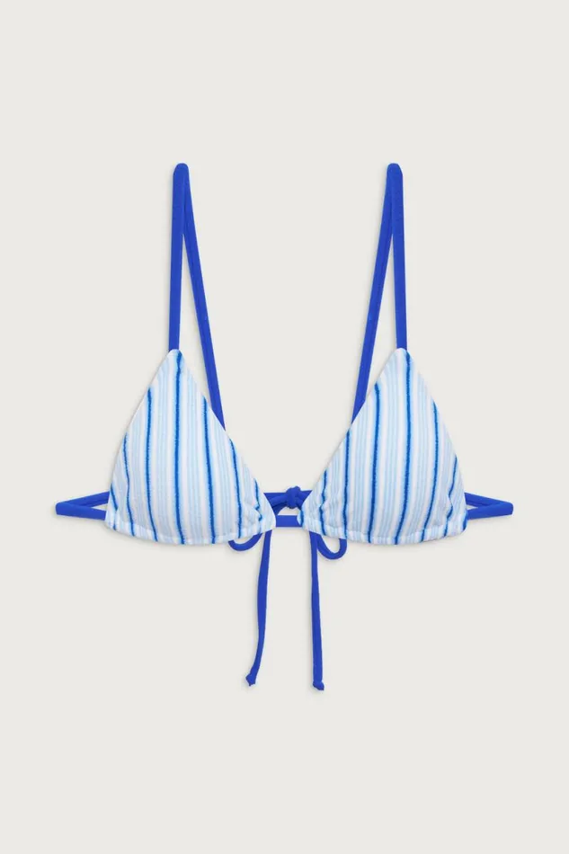 Frankies Bikinis Bikinis Women X DJERF AVENUE Lumia Triangle Bikini Top Seaside Stripe