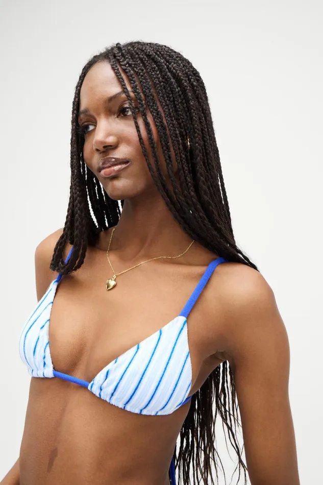 Frankies Bikinis Bikinis Women X DJERF AVENUE Lumia Triangle Bikini Top Seaside Stripe