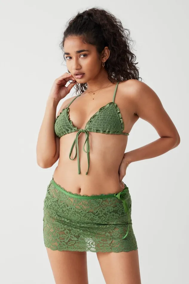 Frankies Bikinis Bottoms Women Dylan Lace Mini Skirt Sea Moss