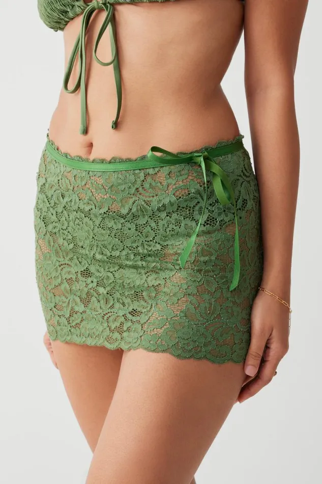 Frankies Bikinis Bottoms Women Dylan Lace Mini Skirt Sea Moss