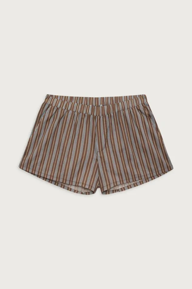 Frankies Bikinis Bottoms Women Farmhouse Striped Mini Short Ocean Stone