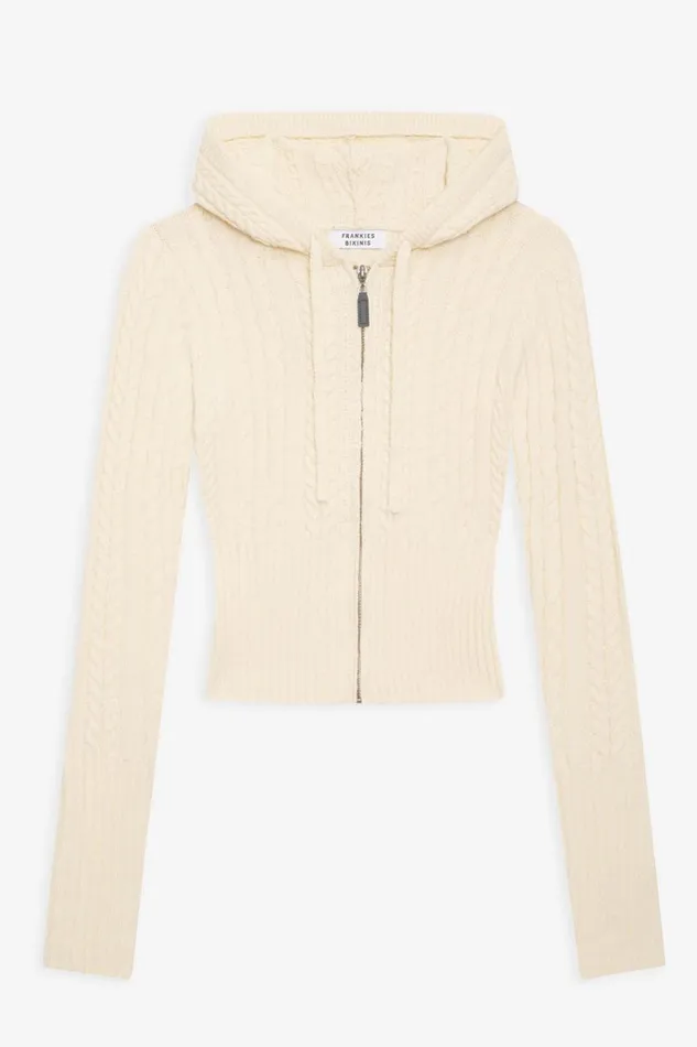 Frankies Bikinis Cloud Knits Women Aimee Cable Cloud Knit Hoodie French Vanilla