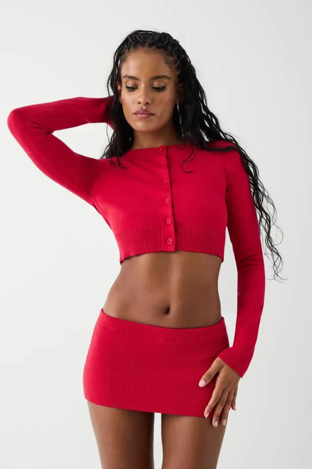 Frankies Bikinis Cloud Knits Women Danny Cloud Knit Cropped Cardigan Burning Love