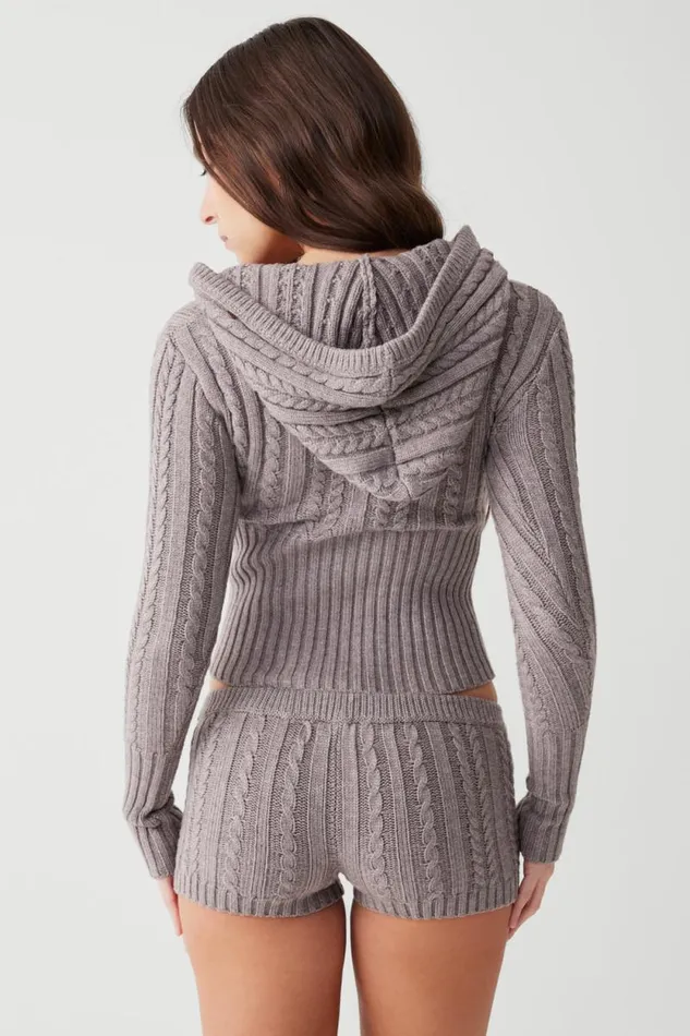 Frankies Bikinis Cloud Knits Women Evermore Cable Cloud Knit Micro Short Dark Pearl