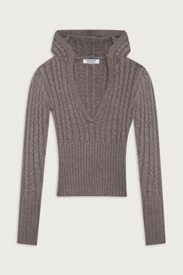 Frankies Bikinis Cloud Knits Women Evermore Cable Cloud Knit Sweater Dark Pearl