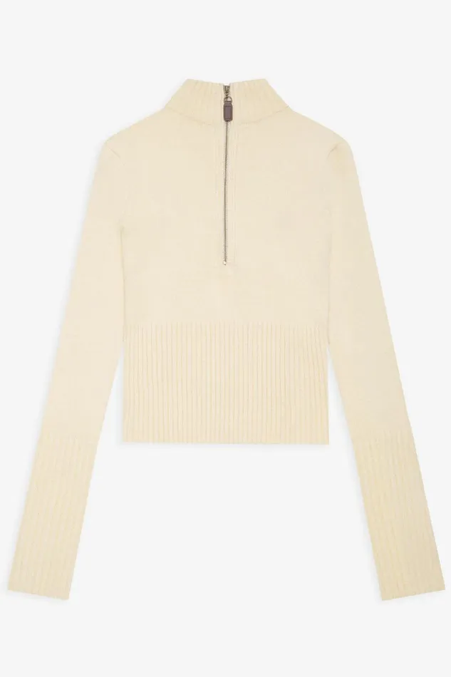 Frankies Bikinis Cloud Knits Women Maverick Cloud Knit Half Zip Sweater French Vanilla