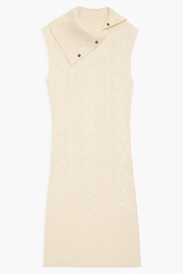 Frankies Bikinis Cloud Knits Women Storm Cable Cloud Knit Mini Dress French Vanilla