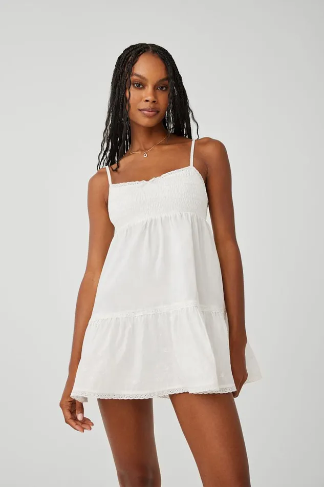 Frankies Bikinis Dresses Women Baby Embroidered Mini Dress White