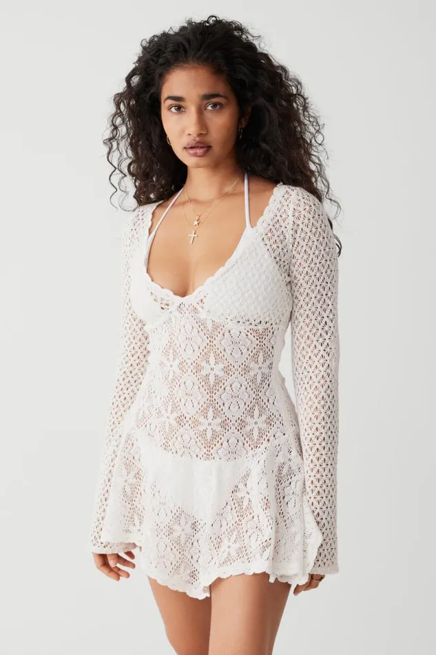 Frankies Bikinis Dresses Women Belle Crochet Mini Dress White