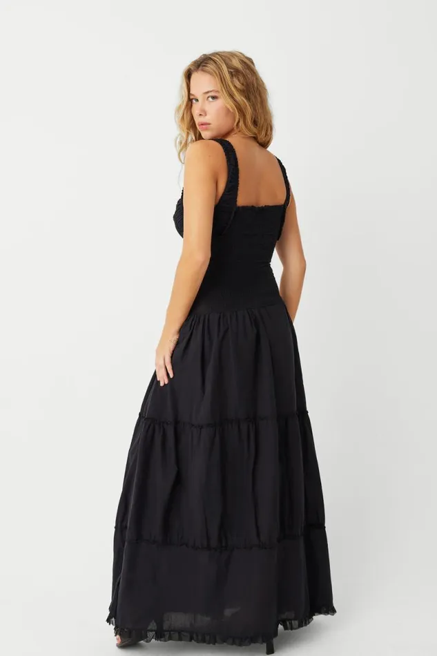 Frankies Bikinis Dresses Women Christabelle Ruffle Maxi Dress Black