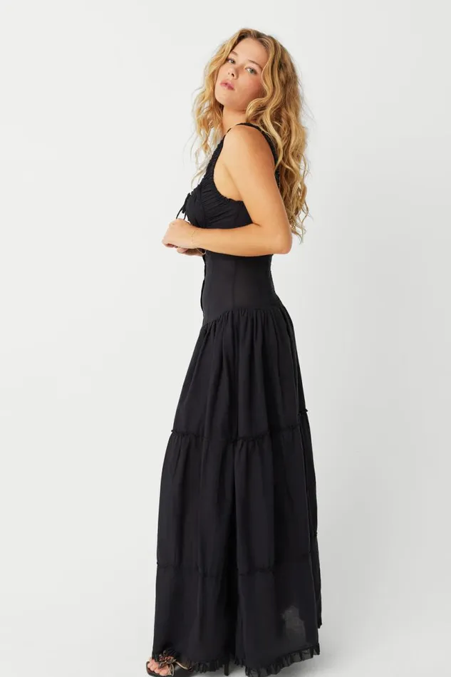 Frankies Bikinis Dresses Women Christabelle Ruffle Maxi Dress Black