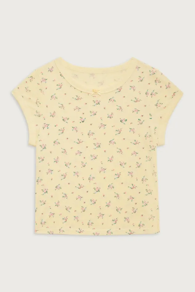 Frankies Bikinis Matching Sets Women Archie Floral Cotton Tee Buttercup Bouquet