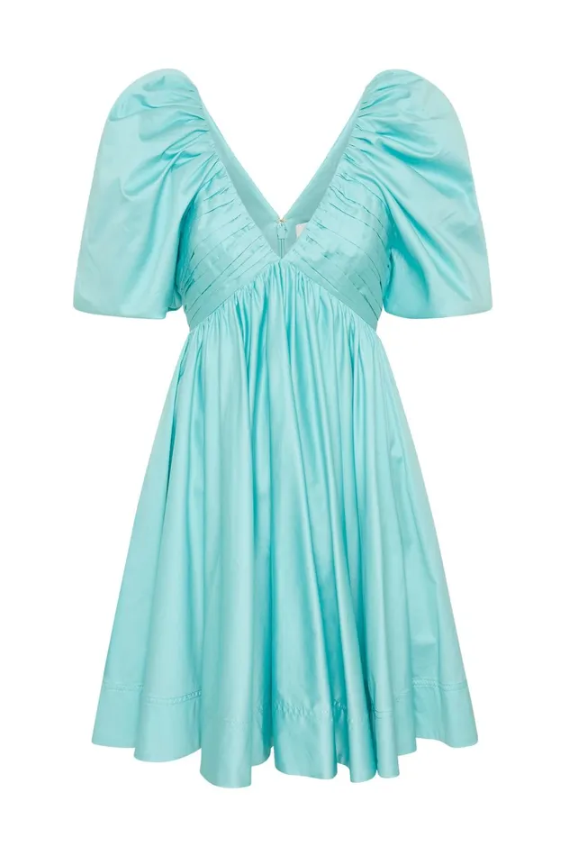 Gabrielle Plunge Mini Dress Spearmint Blue Women Aje Mini Dresses