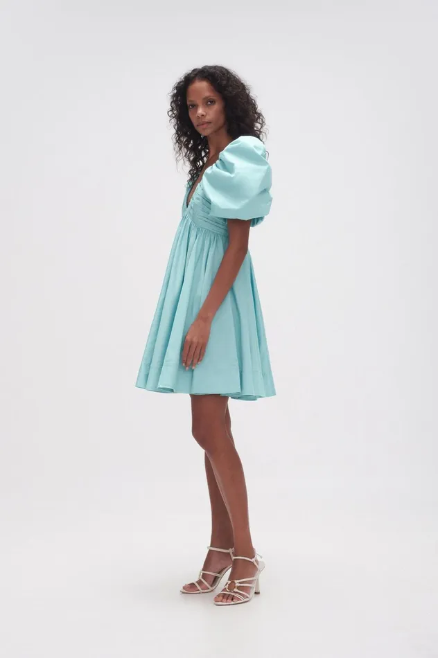 Gabrielle Plunge Mini Dress Spearmint Blue Women Aje Mini Dresses