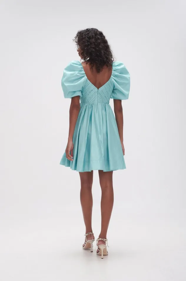 Gabrielle Plunge Mini Dress Spearmint Blue Women Aje Mini Dresses