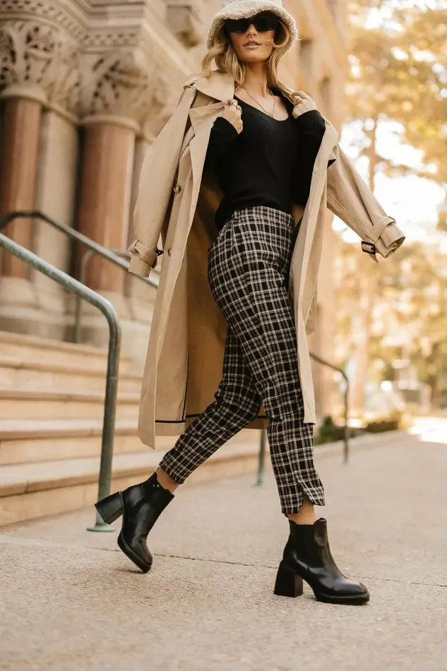 Georgie Plaid Pants Black Women Bohme Pants