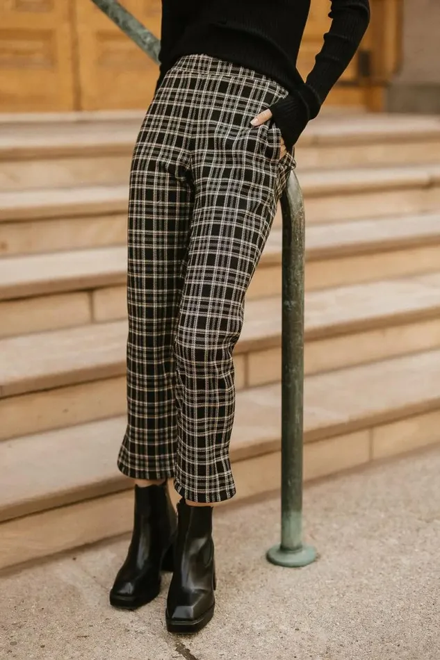 Georgie Plaid Pants Black Women Bohme Pants