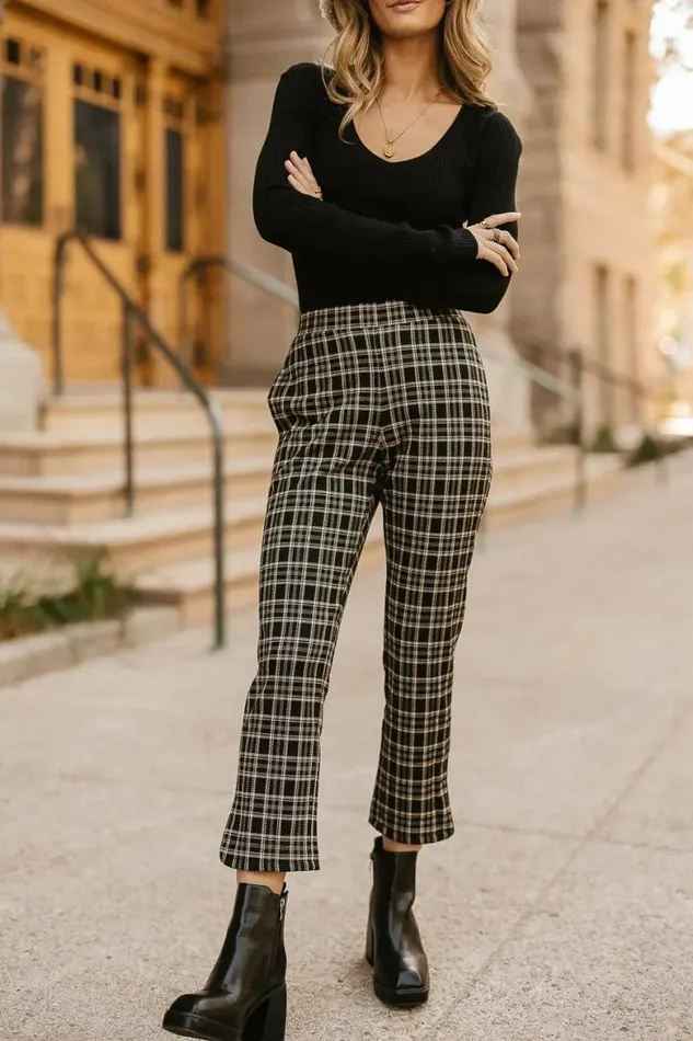 Georgie Plaid Pants Black Women Bohme Pants