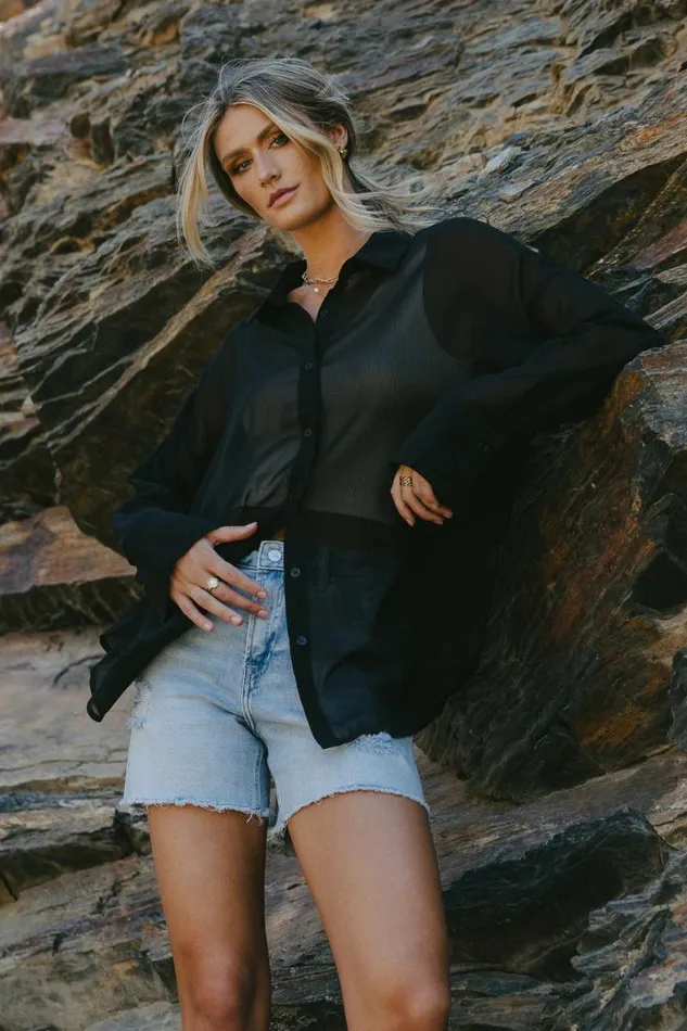 Ginny Sheer Blouse In Black 8211 FINAL SALE Black Women Bohme Blouses