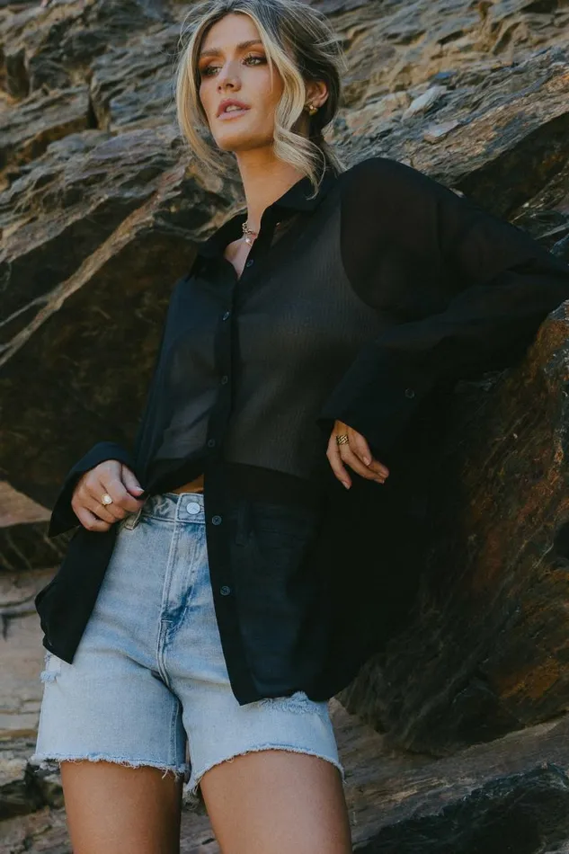 Ginny Sheer Blouse In Black 8211 FINAL SALE Black Women Bohme Blouses