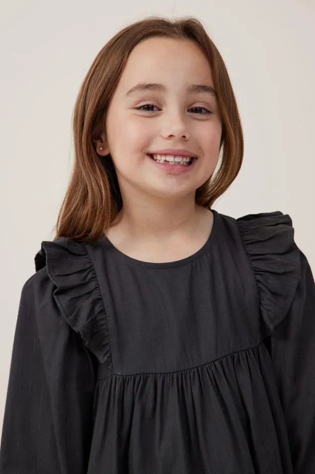 Girls 214 Dresses Cotton On Holly Long Sleeve Dress Phantom Stripe