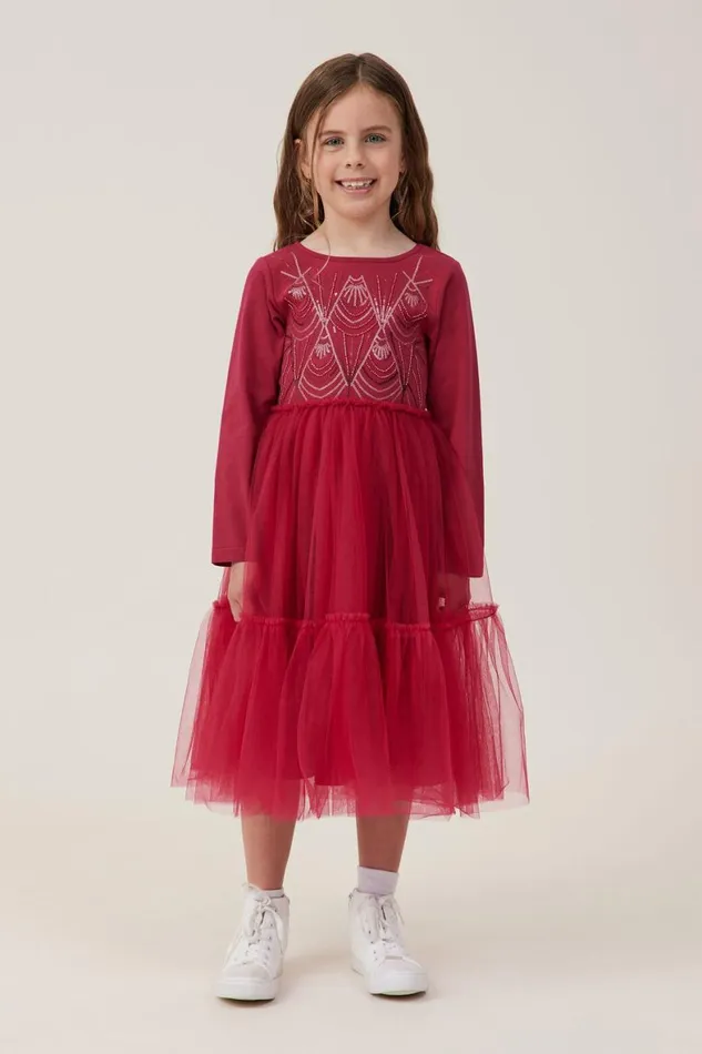 Girls 214 Dresses Cotton On Iris Long Sleeve Dress Berrydeco Sparkle