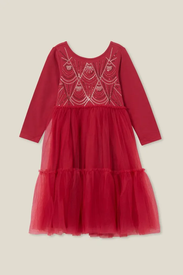Girls 214 Dresses Cotton On Iris Long Sleeve Dress Berrydeco Sparkle