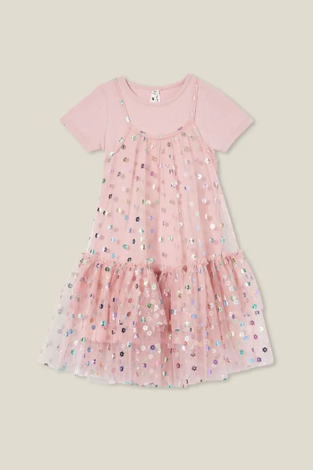 Girls 214 Dresses Cotton On Kristen Dress Up Dress Dusty Pinkflowers