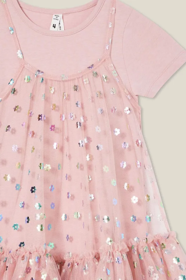 Girls 214 Dresses Cotton On Kristen Dress Up Dress Dusty Pinkflowers