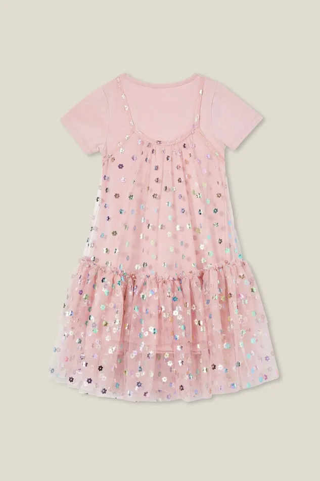 Girls 214 Dresses Cotton On Kristen Dress Up Dress Dusty Pinkflowers