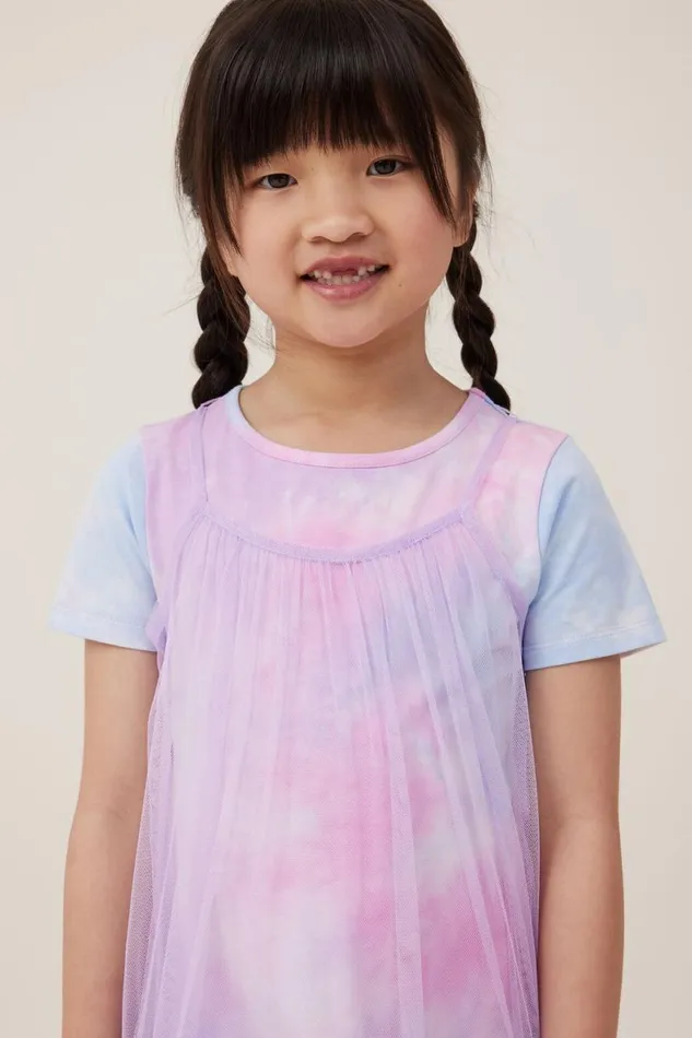 Girls 214 Dresses Cotton On Kristen Dress Up Dress Lilac Droprainbow Tie Dye