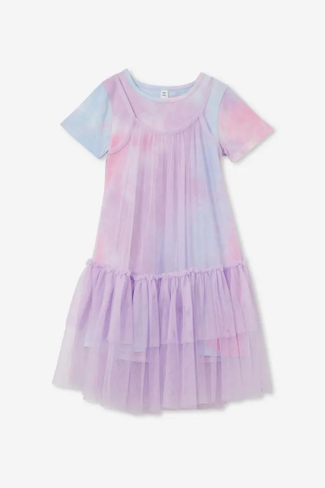 Girls 214 Dresses Cotton On Kristen Dress Up Dress Lilac Droprainbow Tie Dye