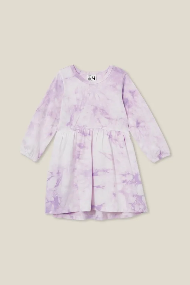 Girls 214 Dresses Cotton On Savannah Long Sleeve Dress Lilac Drop Tie Dye