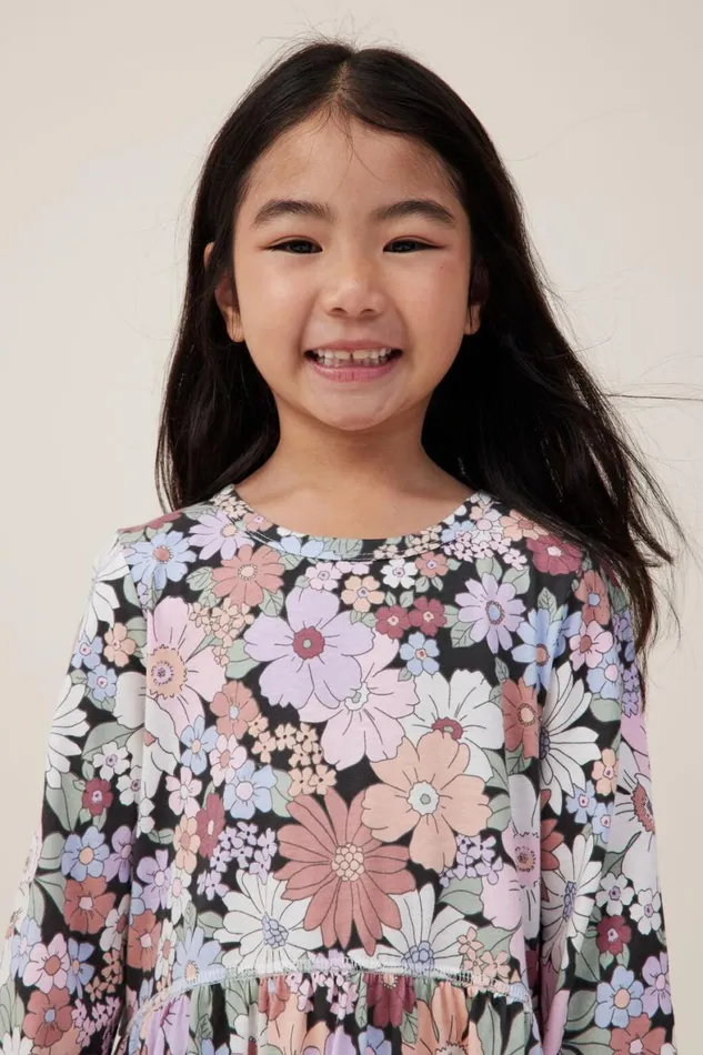 Girls 214 Dresses Cotton On Savannah Long Sleeve Dress Phantomquinn Floral
