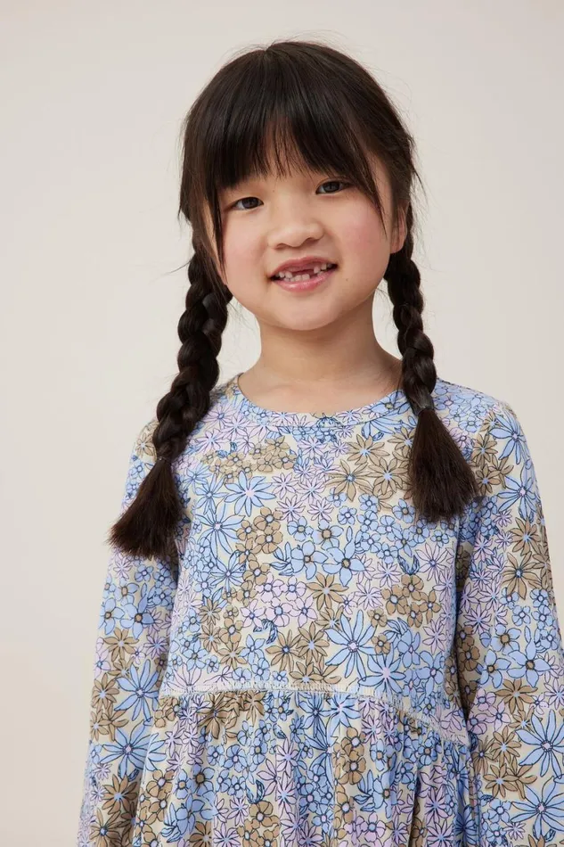Girls 214 Dresses Cotton On Savannah Long Sleeve Dress Rainy Daymulti Floral