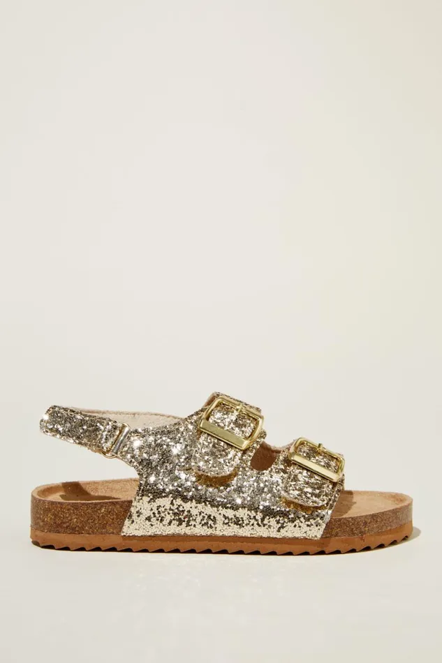 Girls 214 Flats and Sandals Cotton On Theo Sandal Gold Chunky Glitter