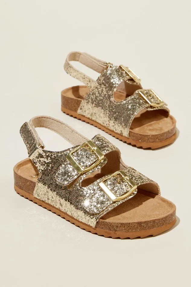 Girls 214 Flats and Sandals Cotton On Theo Sandal Gold Chunky Glitter