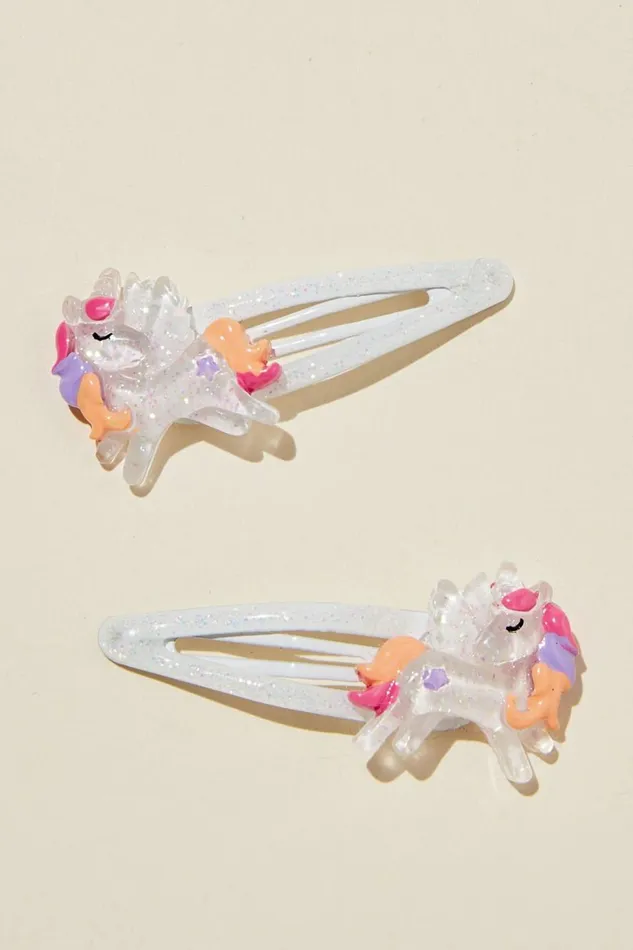 Girls 214 Hair Accessories Cotton On Sadie Snap Clips Pastel Sparkle Pegasus