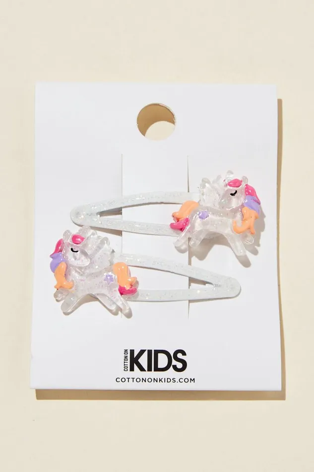 Girls 214 Hair Accessories Cotton On Sadie Snap Clips Pastel Sparkle Pegasus