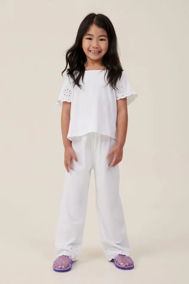 Girls 214 Leggings Pants and Jeans Cotton On Piper Broderie Pant White
